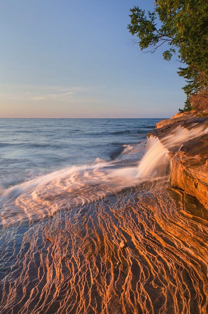 Elliot Falls flowing over layers of Au Train Formation sandstone at Miners Beach  art print by Alan Majchrowicz for $57.95 CAD